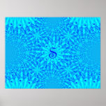 Icy Blue Fractal Monogram S posters