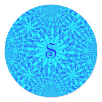 Icy Blue Fractal Monogram S Stickers
