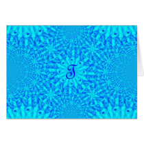 Icy Blue Fractal Monogram T Card