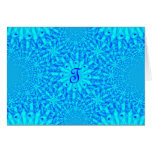 Icy Blue Fractal Monogram T Card