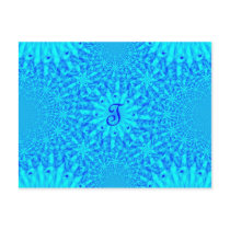 Icy Blue Fractal Monogram T Postcards
