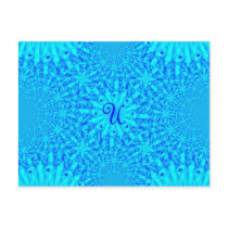 Icy Blue Fractal Monogram U Postcard