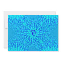 Icy Blue Fractal Monogram V Custom Invitations