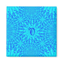 Icy Blue Fractal Monogram V Fridge Magnet