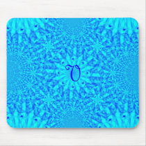 Icy Blue Fractal Monogram V Mousepads