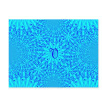 Icy Blue Fractal Monogram V Postcard