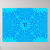 Icy Blue Fractal Monogram V Poster