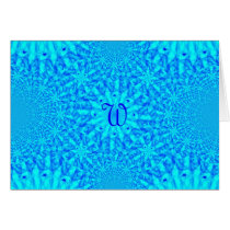 Icy Blue Fractal Monogram W Greeting Cards