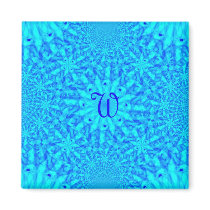 Icy Blue Fractal Monogram W Refrigerator Magnet
