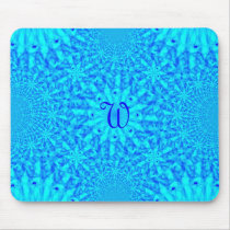 Icy Blue Fractal Monogram W Mouse Pad
