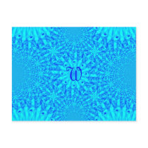 Icy Blue Fractal Monogram W Postcard