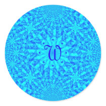 Icy Blue Fractal Monogram W Sticker