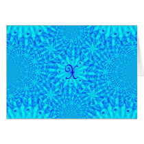 Icy Blue Fractal Monogram X Cards