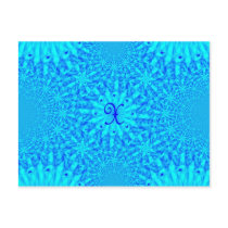 Icy Blue Fractal Monogram X Postcard
