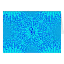 Icy Blue Fractal Monogram Y Greeting Cards