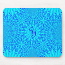 Icy Blue Fractal Monogram Y Mousepads