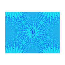 Icy Blue Fractal Monogram Y Postcards