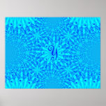 Icy Blue Fractal Monogram Y posters