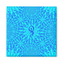 Icy Blue Fractal Monogram Z Refrigerator Magnets