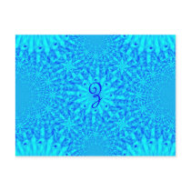 Icy Blue Fractal Monogram Z Post Card