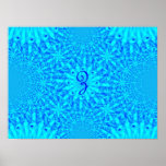Icy Blue Fractal Monogram Z posters