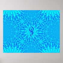 Icy Blue Fractal Monogram Z Print