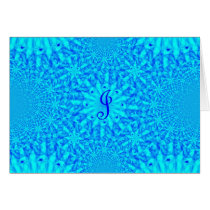 Icy Blue Fractal nogram J Greeting Cards