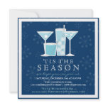Icy Blue Holiday Snowflakes and Cocktail Party invitations