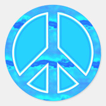 Icy Blue Peace Round Stickers
