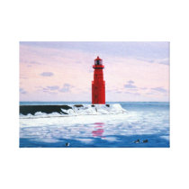 Icy Waters Lighthouse Wrapped Canvas Print