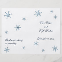 Icy Winter Snowflake Wedding Program Flyer