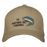 I'D RATHER BE FISHING Cap Embroidered Hat