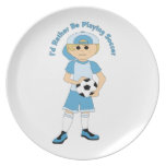 I'd Rather Be Playing Soccer Little Boy Tees, Gift Dinner Plate