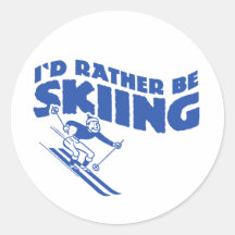 I'd Rather Be Skiing (male) Round Stickers