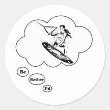 I'd rather be Wake Boarding Round Stickers
