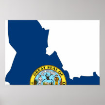Idaho Flag Map Poster