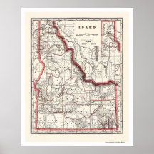 Idaho Township & Railroad Map 1896 Print
