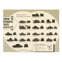 Identification Chart WWII Medium Tanks Postcard