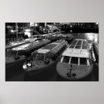 Idle Tour Boats -- Amsterdam in November BW Poster