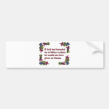 If God Had Intended Us To Follow Recipes Bumper Sticker