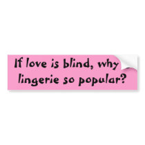 If love is blind, why is lingerie so popular? bumper sticker