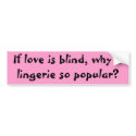 If love is blind, why is lingerie so popular? bumper stickers