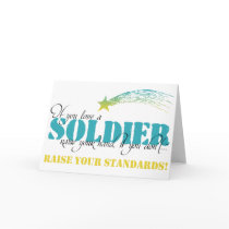 If you love a soldier raise your hand greeting card