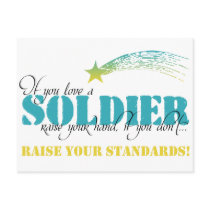 If you love a soldier raise your hand postcard