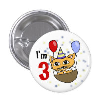Ik ben 3 verjaardag speldbuttons