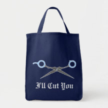 I'll Cut You (Blue Hair Cutting Scissors) Tote Bags