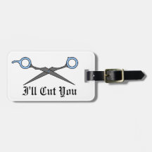 I'll Cut You (Blue Hair Cutting Scissors) Travel Bag Tags