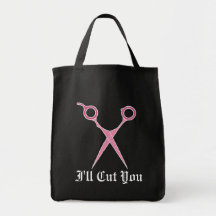 I'll Cut You (Pink Hair Cutting Scissors) Canvas Bags