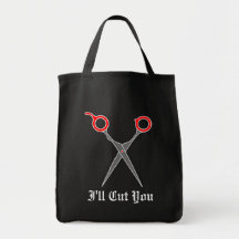 I'll Cut You (Red Hair Cutting Scissors) Tote Bag