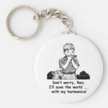 I'll save the world ... with my harmonica! keychains